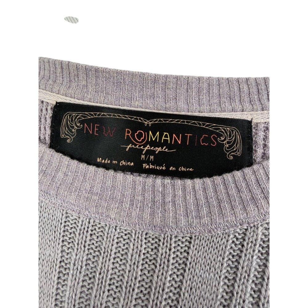 Free People Lilac Lace Up Sleeve Thermal Cable Knit Sweater | Boho Grunge Fairy - Picture 15 of 16